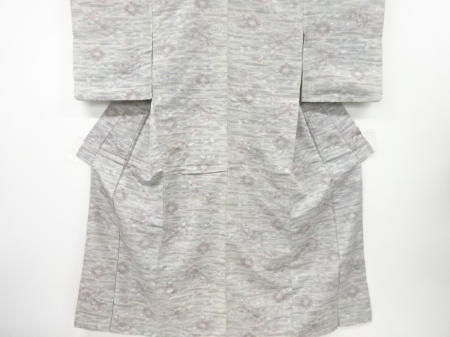 JAPANESE KIMONO / ANTIQUE KIMONO / SILK / TSUMUGI / WOVEN FLOWER